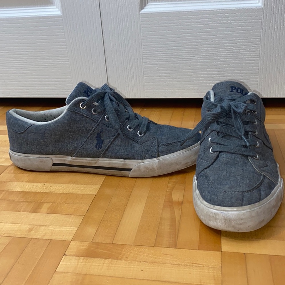 Blue and grey Polo, Ralph Lauren shoes for men. Size 11D used.